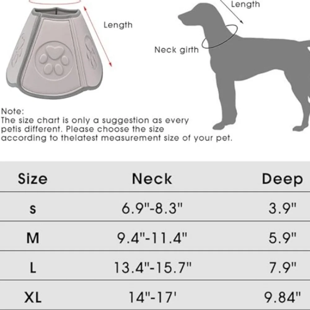 HACHIKITTY Soft Dog Cone For After Surgery Adjustable Gray Size XL